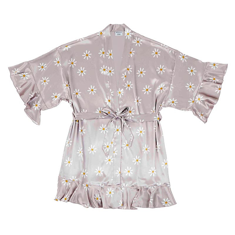 Ruffles Satin Daisy Robe