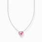 Silver necklace with pink heart