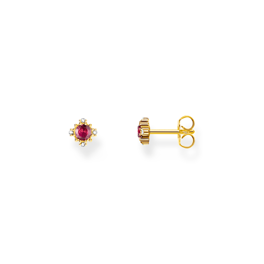 Thomas Sabo Gold-plated small ear studs Vintage with red sapphire