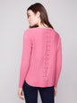 Long Sleeve sweater with eyelet lace back C2170Z