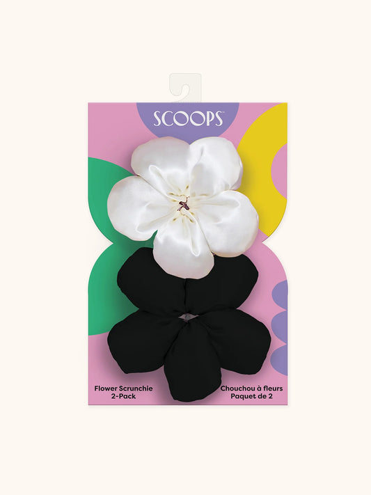 Flower Scrunchie Black and Beige