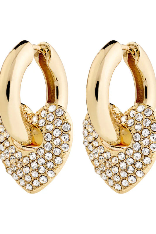 Dune Recycled Crystal Hearts Earrings Pilgrim