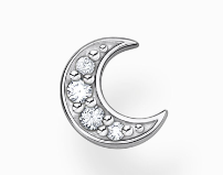H2133-051-14 Single ear stud moon pavé silver