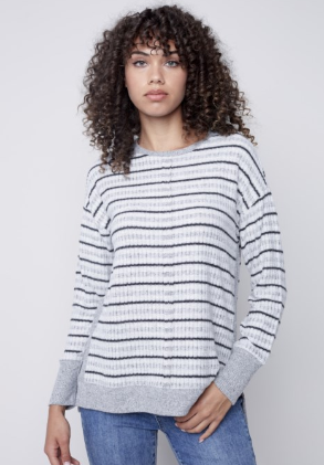 Striped Long-Sleeved Top C1185 718B