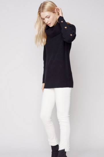 Cowl Neck Sweater with Button Detail C2604 736A