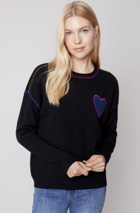 Sweater with Heart Appliqué C2526 / 736A
