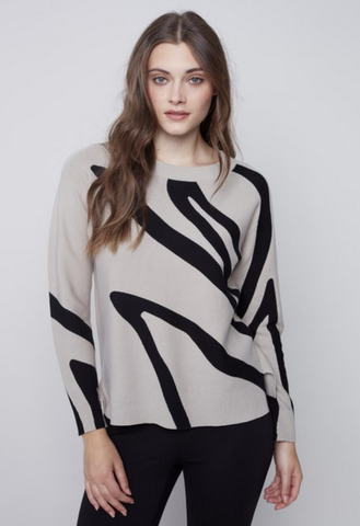Jacquard Ottoman Cotton Sweater C2537 348B