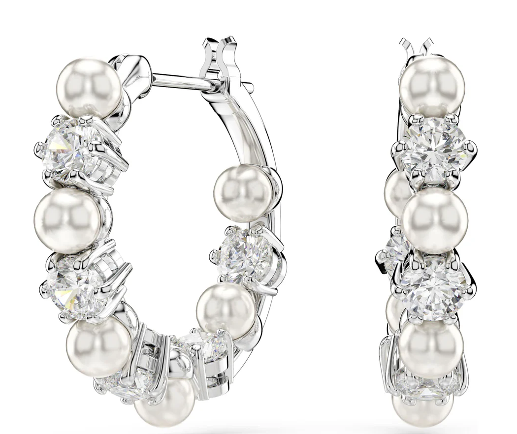 Matrix Hoop and Pearl Earrings Swarovski 5720885