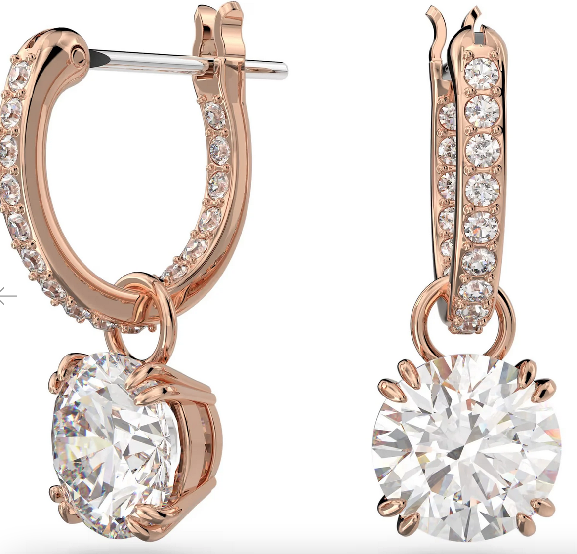 Constella Drop Hoop Rose Earrings Swarovski 5648991