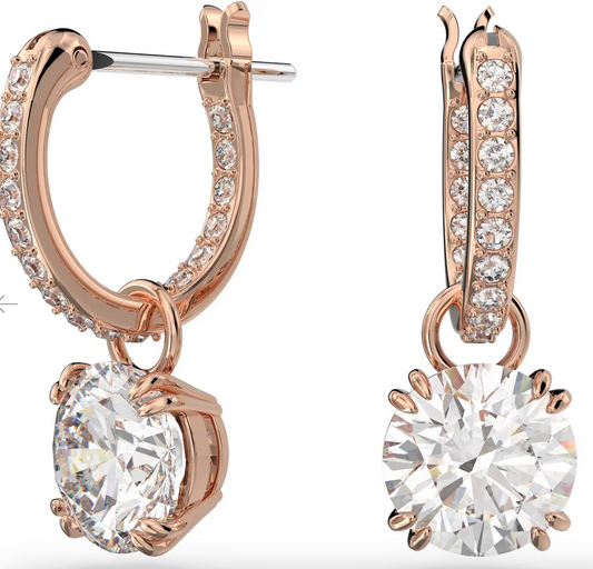 Constella Drop Hoop Rose Earrings Swarovski 5648991