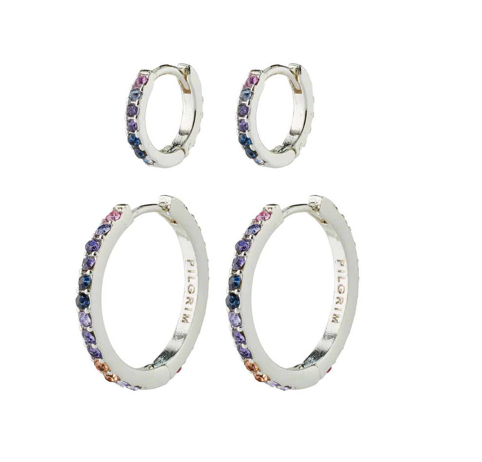 REIGN recycled hoops, 2-in-one set SILVER