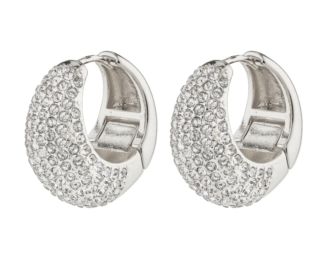 NAOMI recycled crystal hoops SILVER