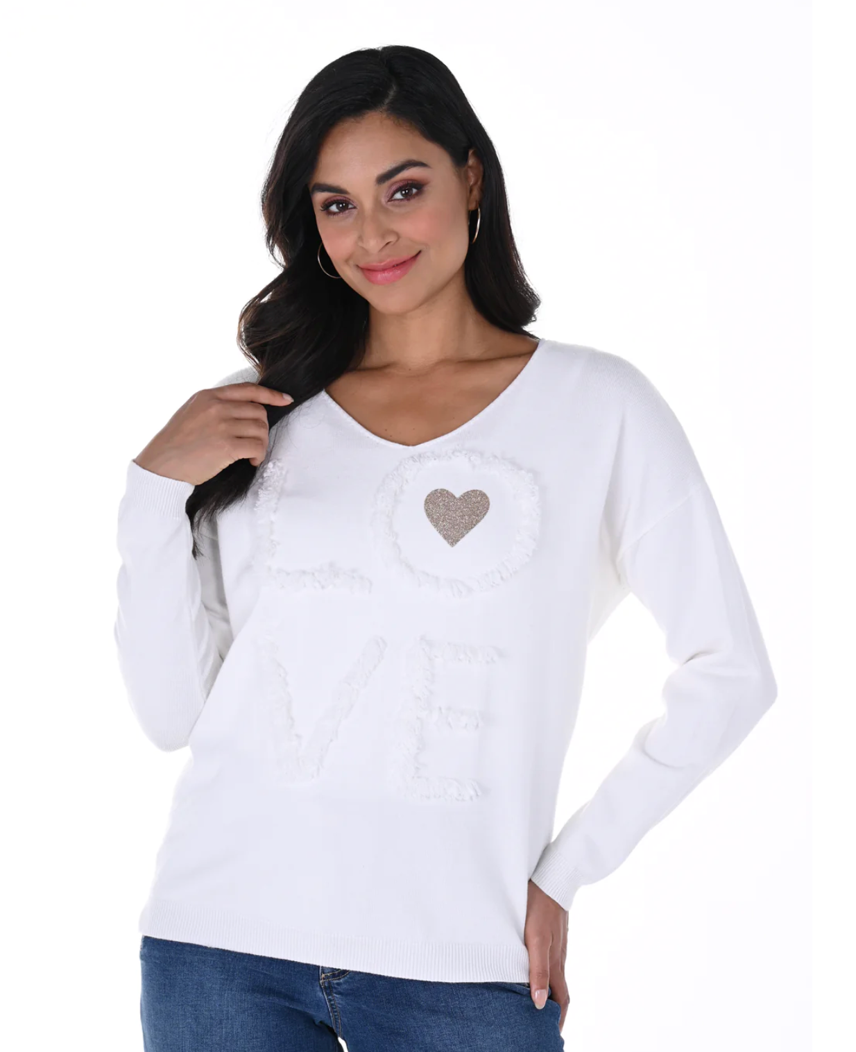 Knit White Love Top 246265U