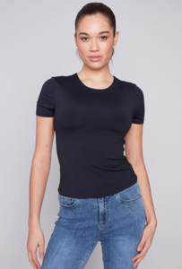 Black Double Cloth Short Sleeve T-shirt C1363