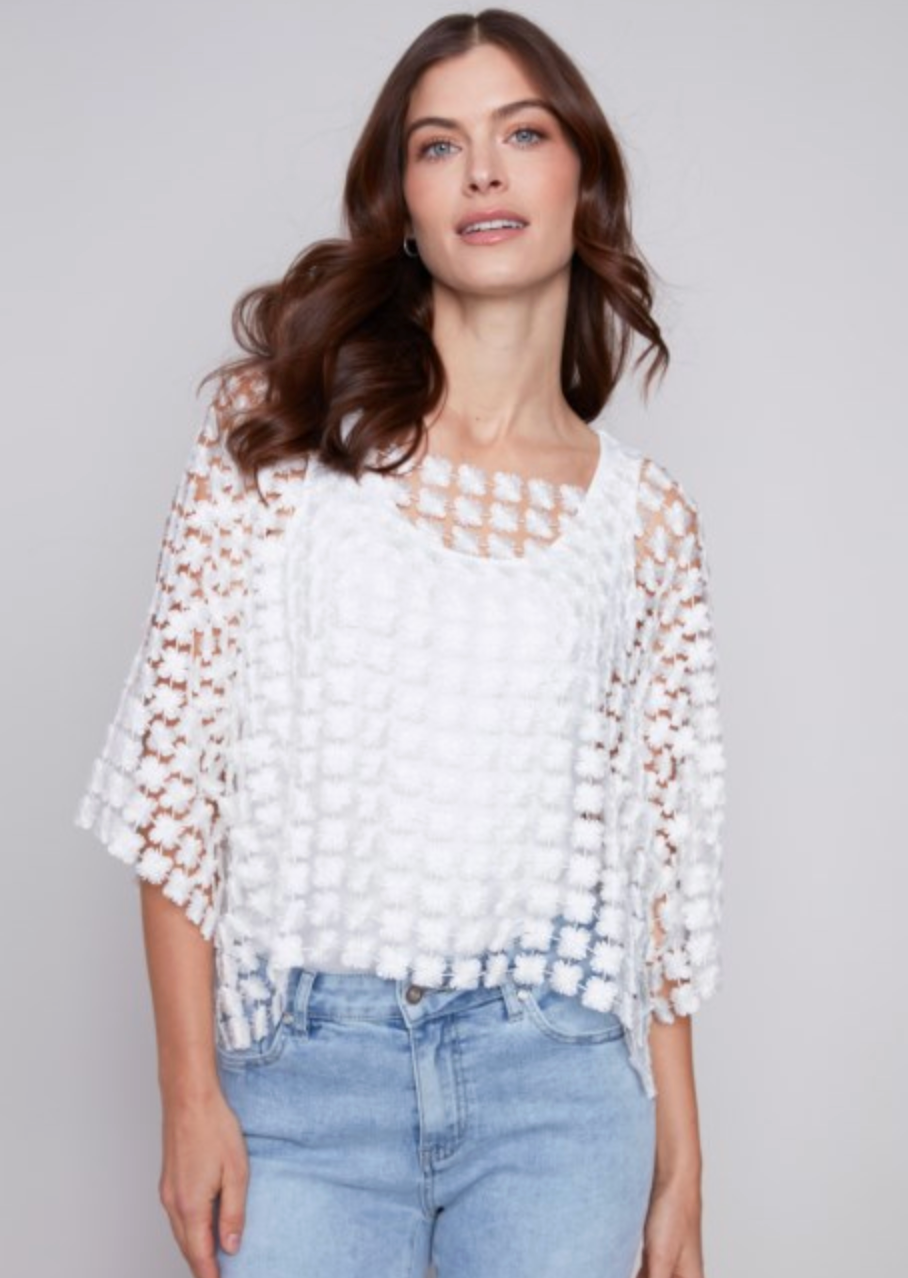 White Flower Embroidered Blouse C4545