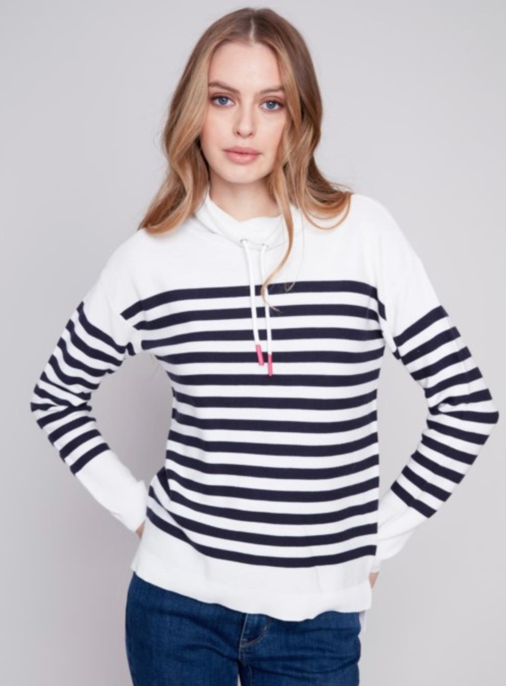 Nautical Sweater with Mockneck C2631