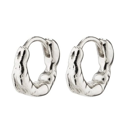 Eddy Recycled Organic Shaped Mini Huggie Hoops SILVER