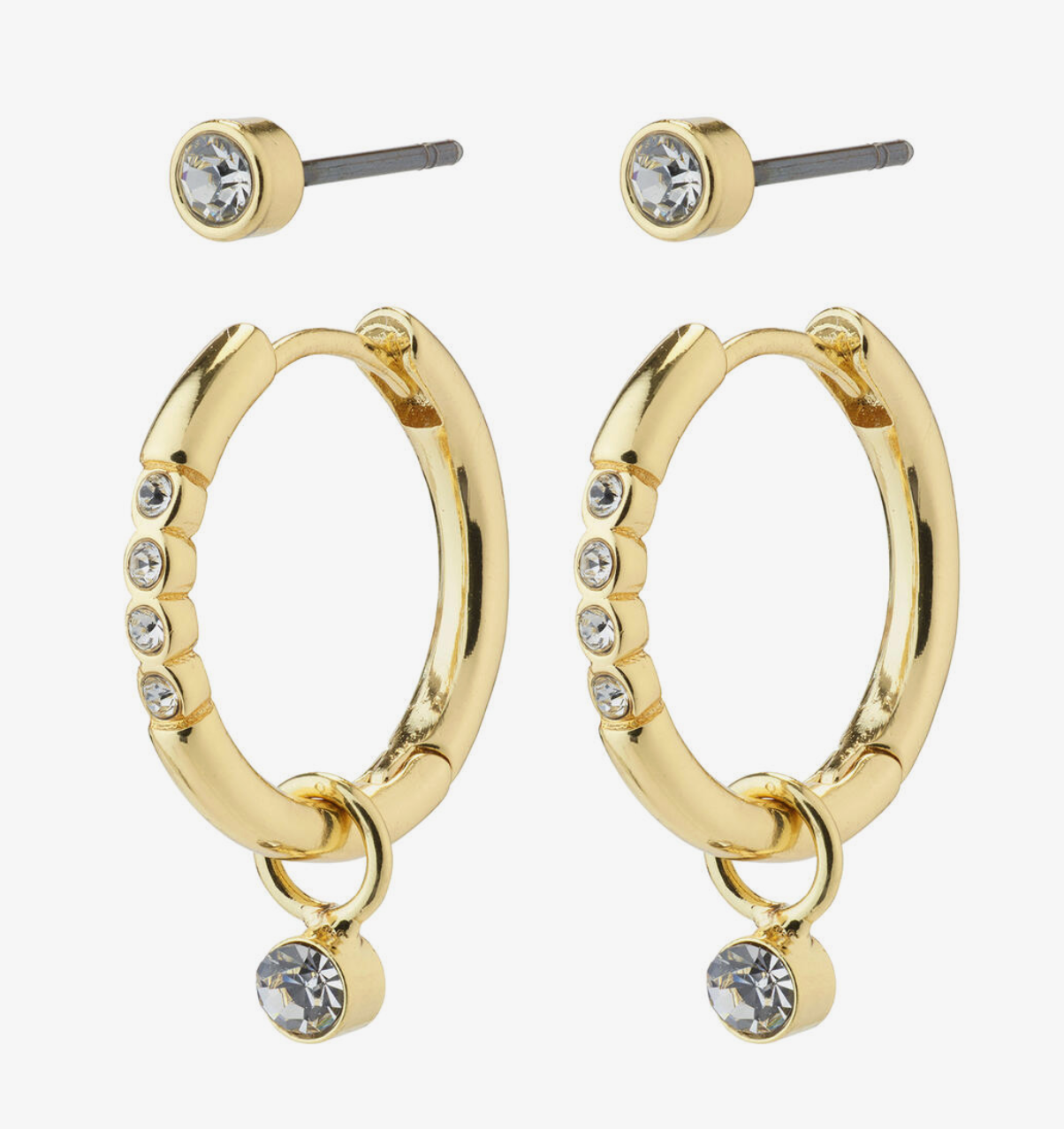 ELNA Recycled Rystal Earrings 2-in-1 Set GOLD