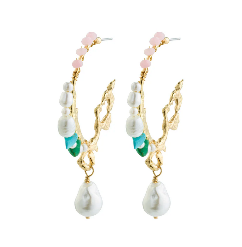 FORCE large hoop earrings white/gold-plated