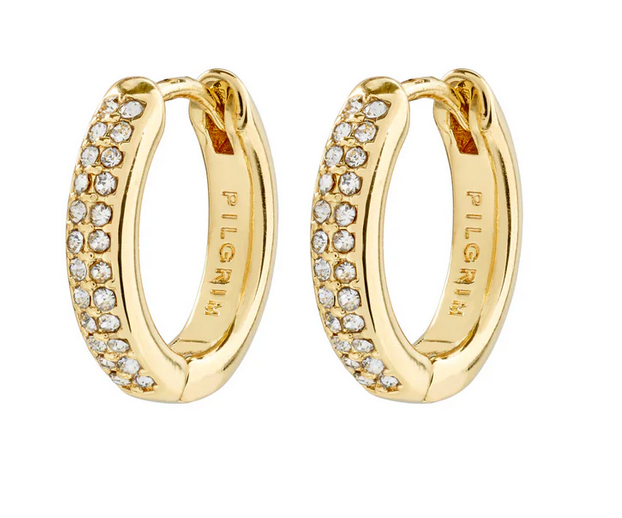 BLOOM recycled crystal hoop earrings gold-plated