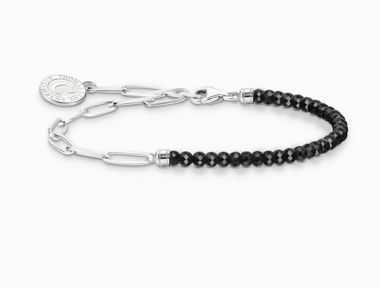 Member Charm bracelet with black onyx beads and Charmista disc silver