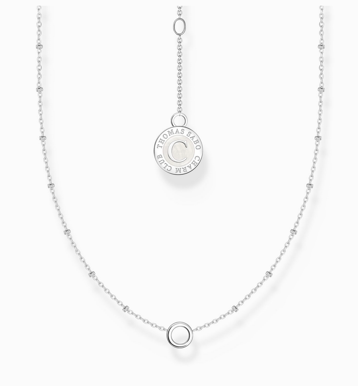 Member Charm necklace with round pendant and little balls silver