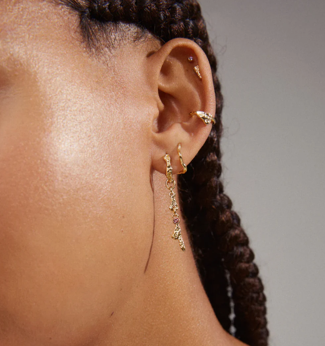 SHY RECYCLED EARRINGS & CUFF 5-IN-1 SET GOLD-PLATED