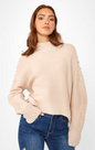 Beige Knit sweater with pearl and sparkle accents