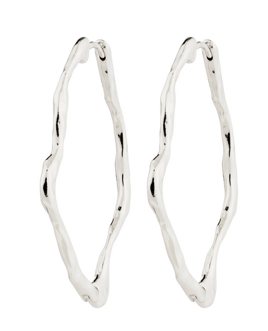Moon Hoop Earrings Silver Plated