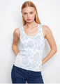 Blue Printed Smocked Tank Top C1444-580C
