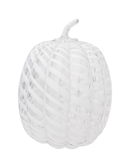 White Swirl Glass Pumpkin