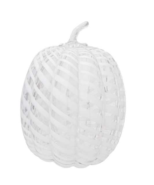 White Swirl Glass Pumpkin
