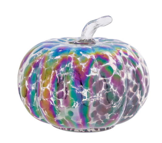 Iridescent Oil Slick Glass Pumpkin