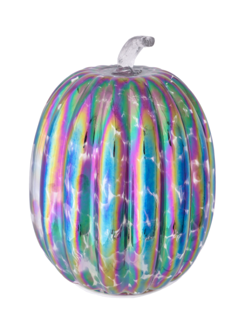 Iridescent Oil Slick Glass Pumpkin
