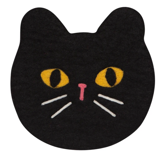 black cat felt trivet