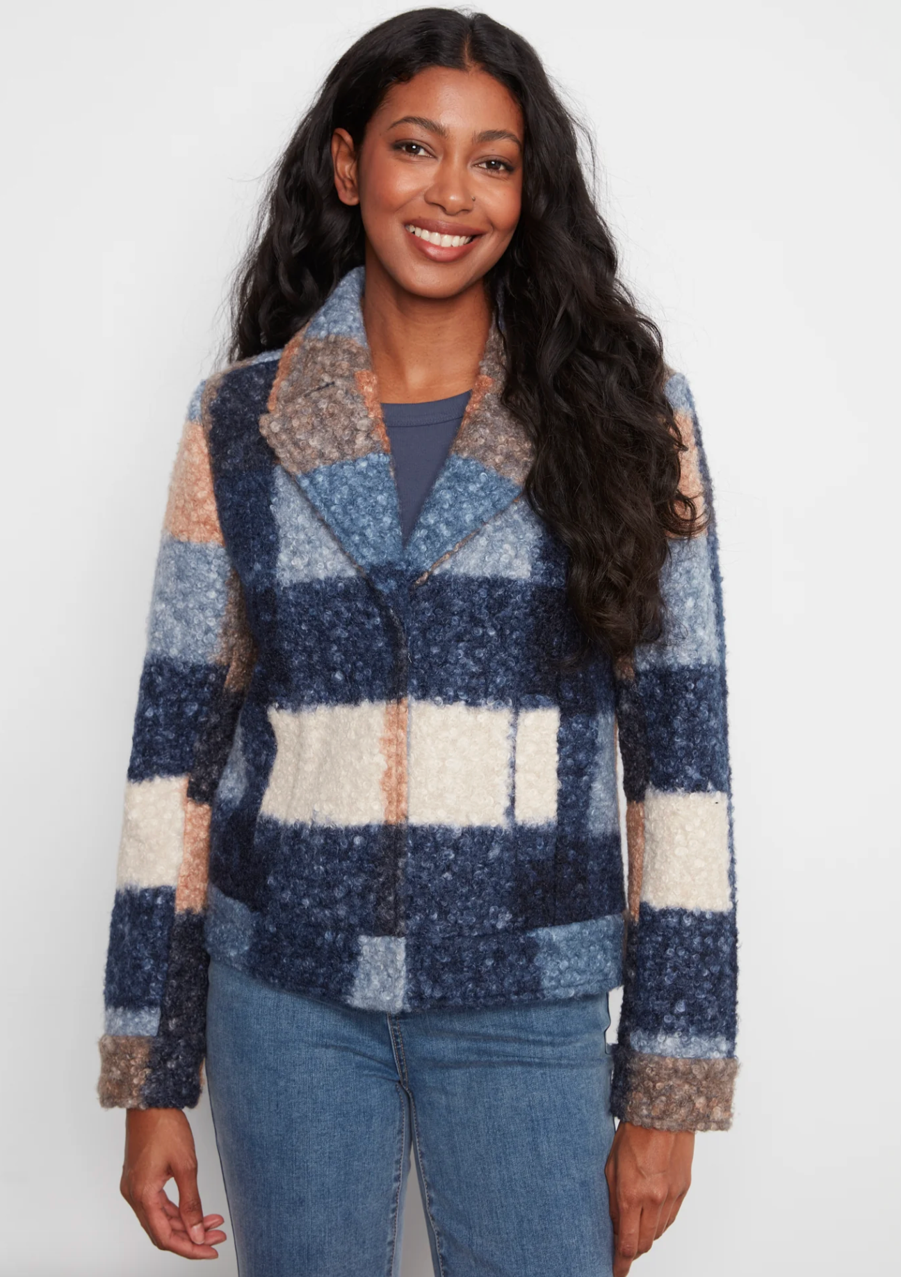 Plaid Boucle Knit Short Coat