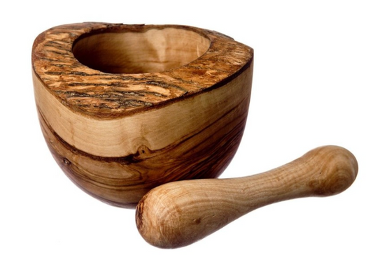 Olive wood- pestle and mortar