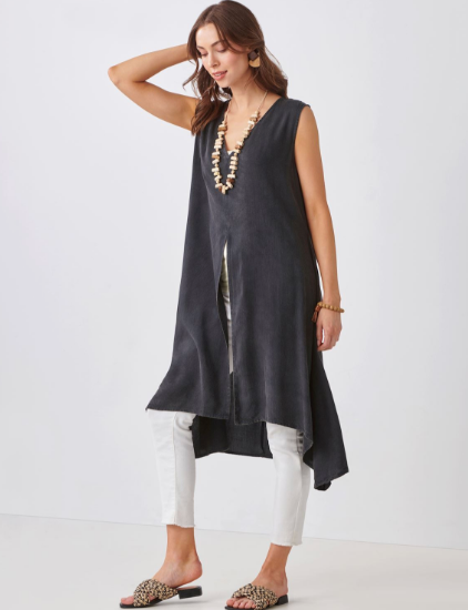 V Neck Tank Tunic, Black