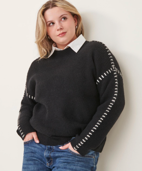 Oversized Mock Neck Sweater, Black