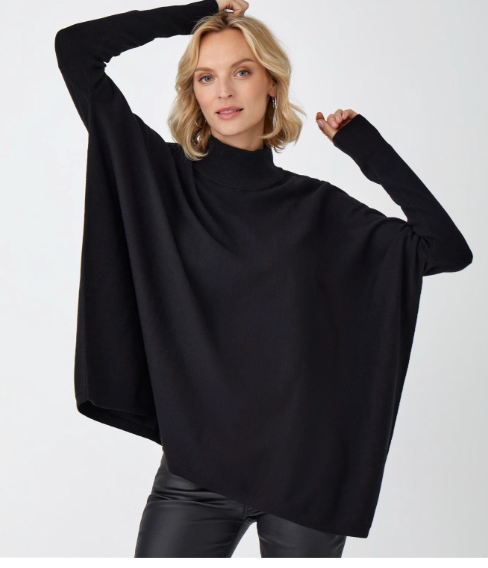 Knit Tunic Sweater, Black