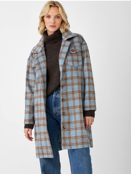Plaid Coat, Blue