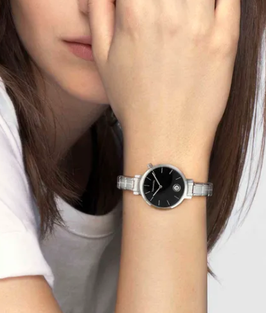 Paris Watch, Black with Cubic Zirconia
