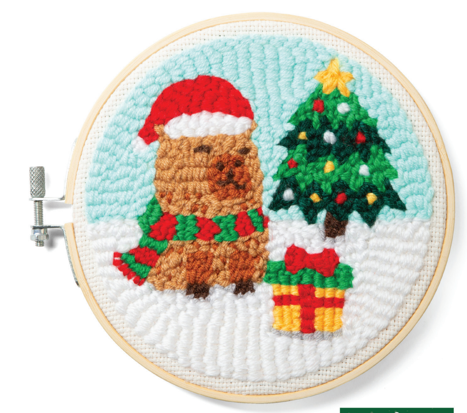Capybara punch needle xmas