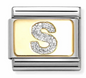 Nomination Italy Composable Classic Glitter Letters in Stainless Steel, Enamel with 18K Gold