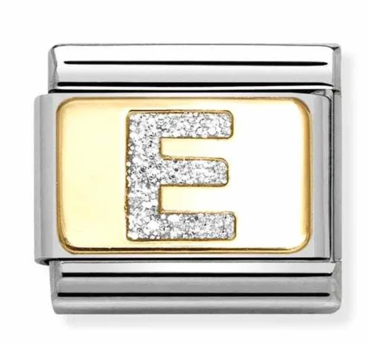 Nomination Italy Composable Classic Glitter Letters in Stainless Steel, Enamel with 18K Gold