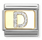 Nomination Italy Composable Classic Glitter Letters in Stainless Steel, Enamel with 18K Gold