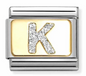 Nomination Italy Composable Classic Glitter Letters in Stainless Steel, Enamel with 18K Gold