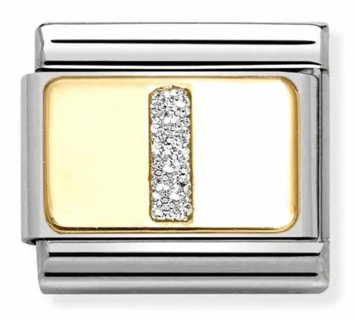 Nomination Italy Composable Classic Glitter Letters in Stainless Steel, Enamel with 18K Gold