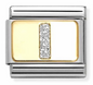 Nomination Italy Composable Classic Glitter Letters in Stainless Steel, Enamel with 18K Gold