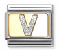 Nomination Italy Composable Classic Glitter Letters in Stainless Steel, Enamel with 18K Gold
